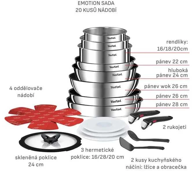 Puodų ir keptuvių rinkinys Tefal Ingenio Emotion, 20 dalių (L897SJ04)