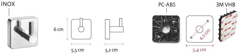 Rankšluosčio kabliukas Kapitan QUATTRO 42 09 55, juodas matinis