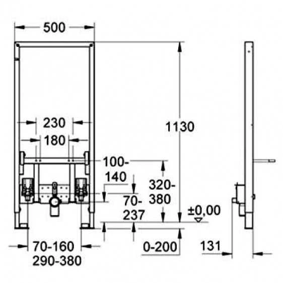 Grohe Rapid SL bidė rėmas 1.13m (be tvirtinimo kompl.)