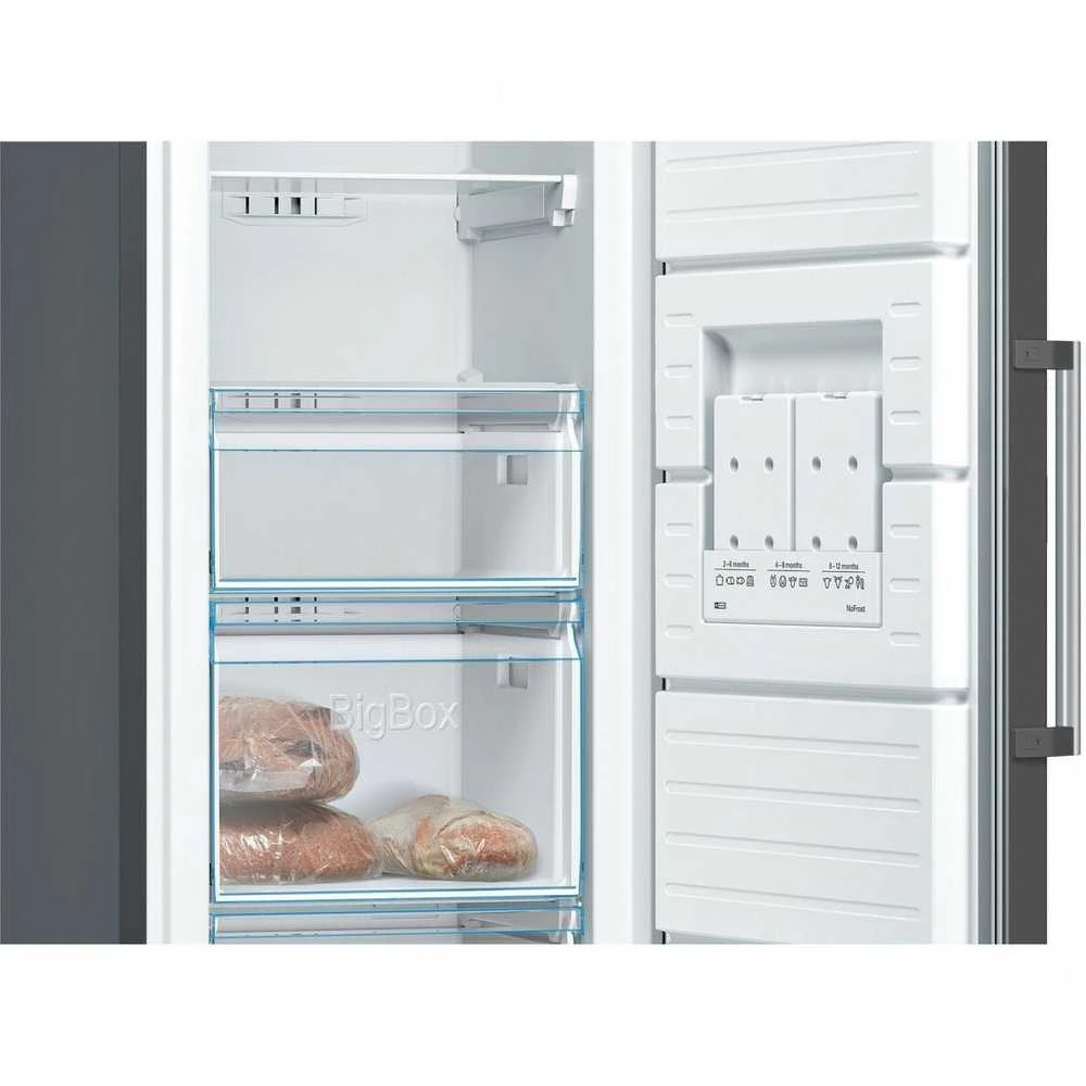 Bosch GSN36VXEP Serija 4, Laisvai statomas šaldiklis, 186 x 60 cm, Juodas šlifuotas plienas, atsparus pirštų atspaudams