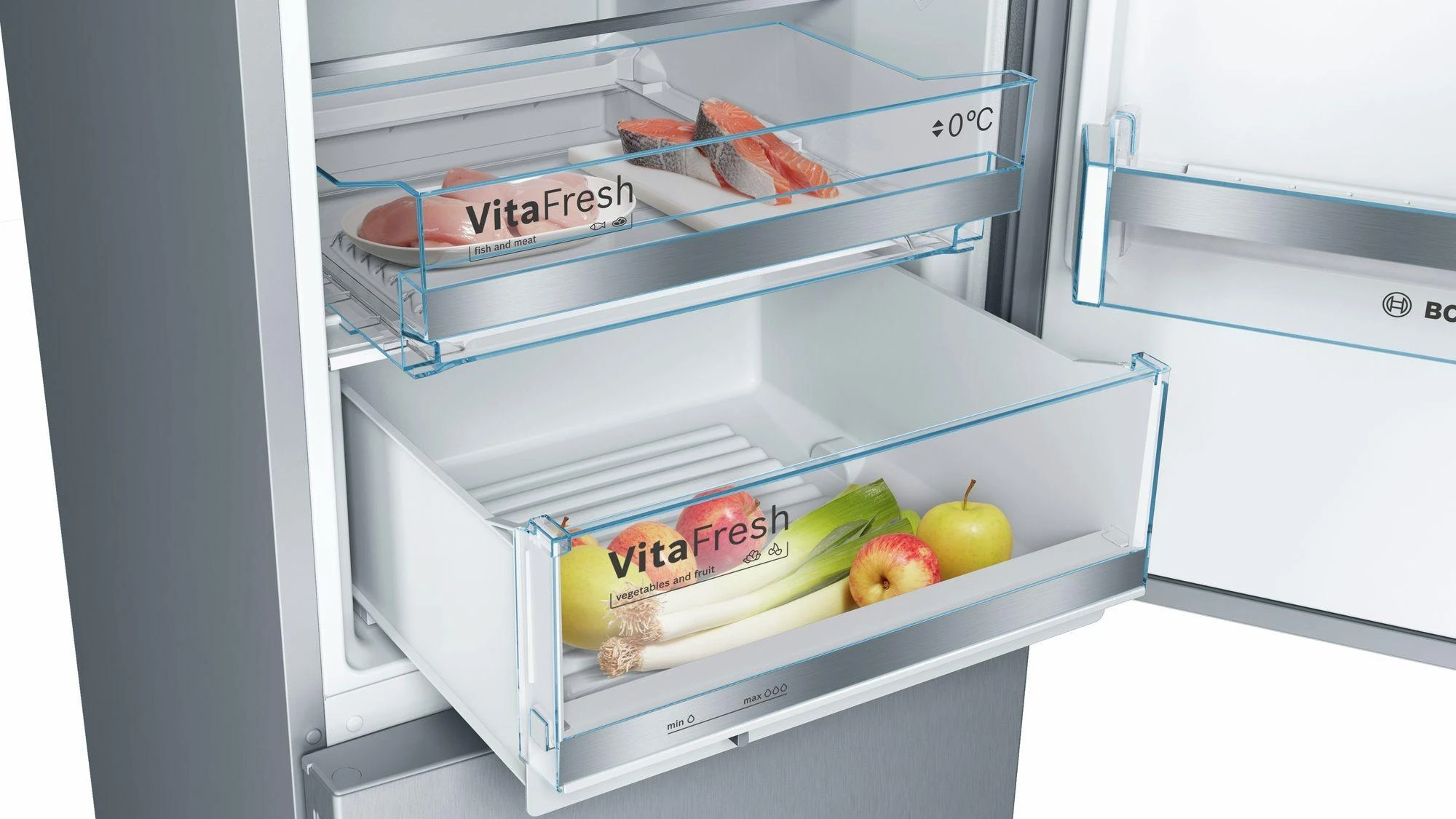Šaldytuvas Bosch KGE36AICA, Sidabrinės spalvos