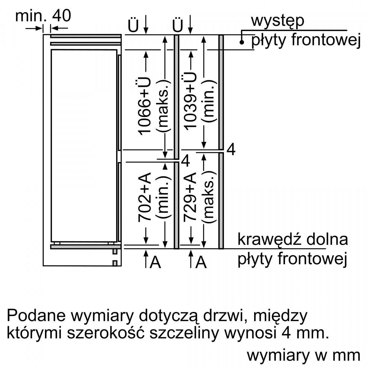 Bosch 4 serijos įmontuojamas šaldytuvas-šaldiklis su šaldikliu apačioje 177,2 x 54,1 cm  KIN86VFE0