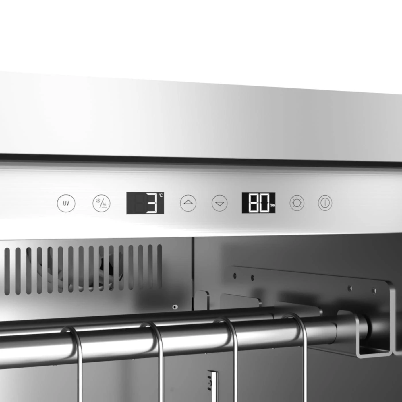 Šaldytuvas Caso | Sauso brandinimo spinta su kompresorine technologija | DryAged Master 380 Pro | Energijos vartojimo efektyvumo klasė netaikoma | Maisto brandinimo spinta su kompresorine technologija | Laisvai pastatoma | Butelių talpa netaikoma | Aušinimo tipas: Kompresorinė technologija | Nerūdijantis plienas