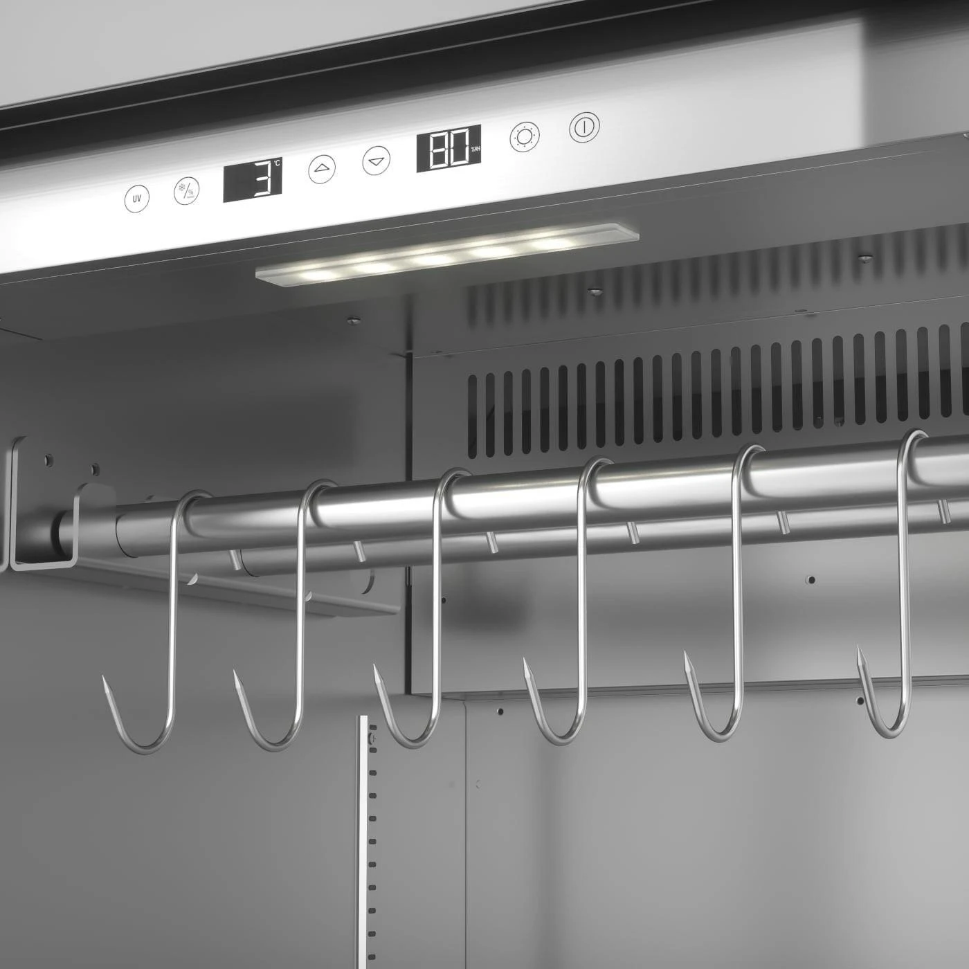 Šaldytuvas Caso | Sauso brandinimo spinta su kompresorine technologija | DryAged Master 380 Pro | Energijos vartojimo efektyvumo klasė netaikoma | Maisto brandinimo spinta su kompresorine technologija | Laisvai pastatoma | Butelių talpa netaikoma | Aušinimo tipas: Kompresorinė technologija | Nerūdijantis plienas