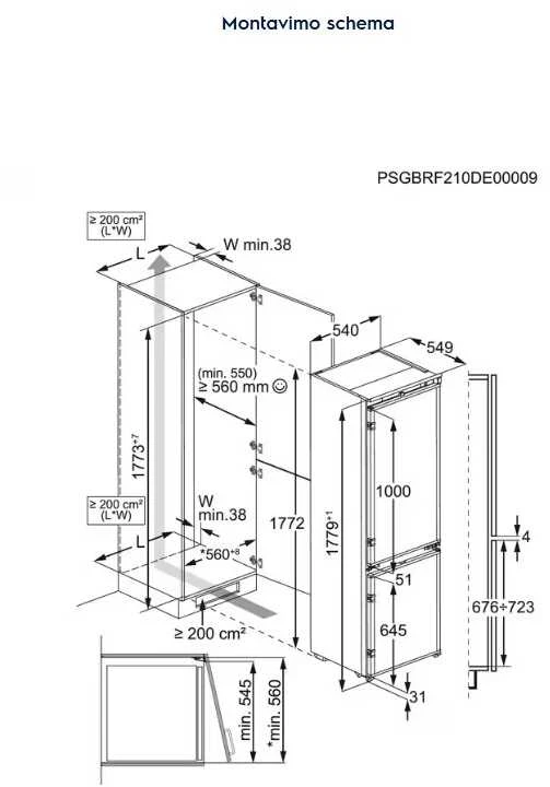 Įmontuojamas 177cm šaldytuvas Electrolux E7TNGE18S