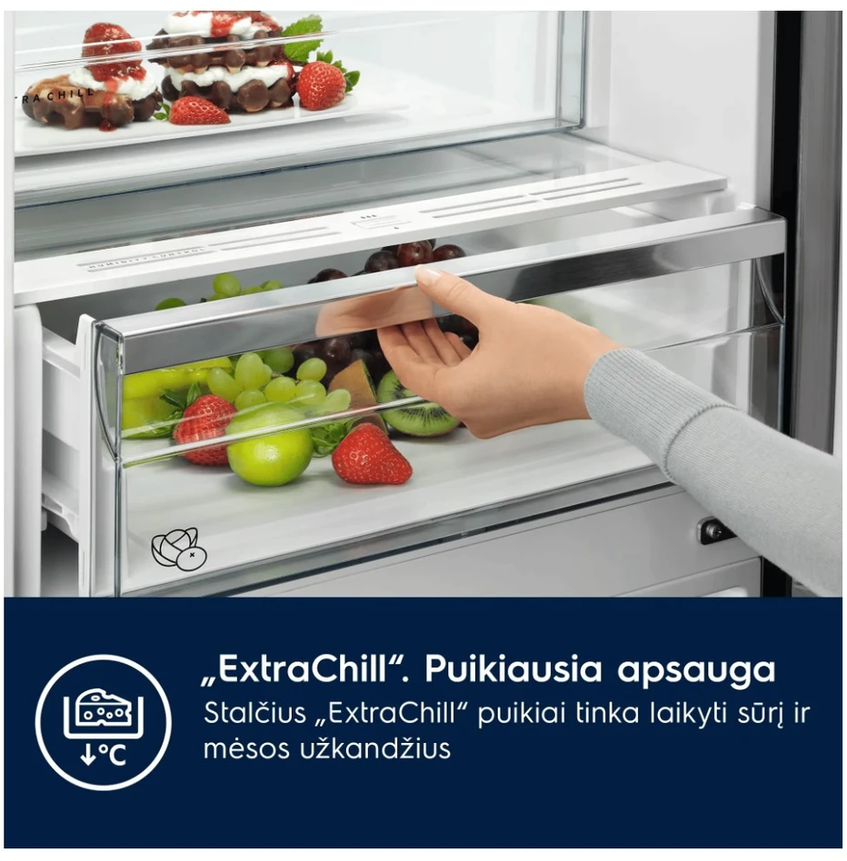 177 cm įmontuojamas šaldytuvas su šaldikliu Electrolux E8MNCC18S