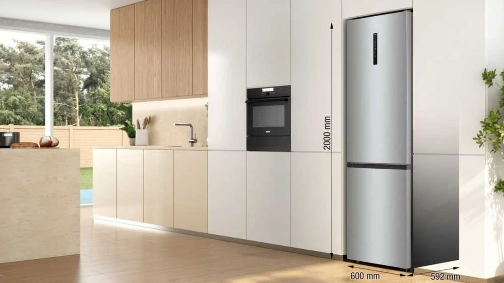 Gorenje | Šaldytuvas | NRK6202AXL4 | Energy efficiency class E | Free standing | Combi | Height 200 cm | No Frost system | Šaldytuvas net capacity 235 L | Šaldiklis net capacity 96 L | Ekranas | 38 dB | Nerūdijantis plienas