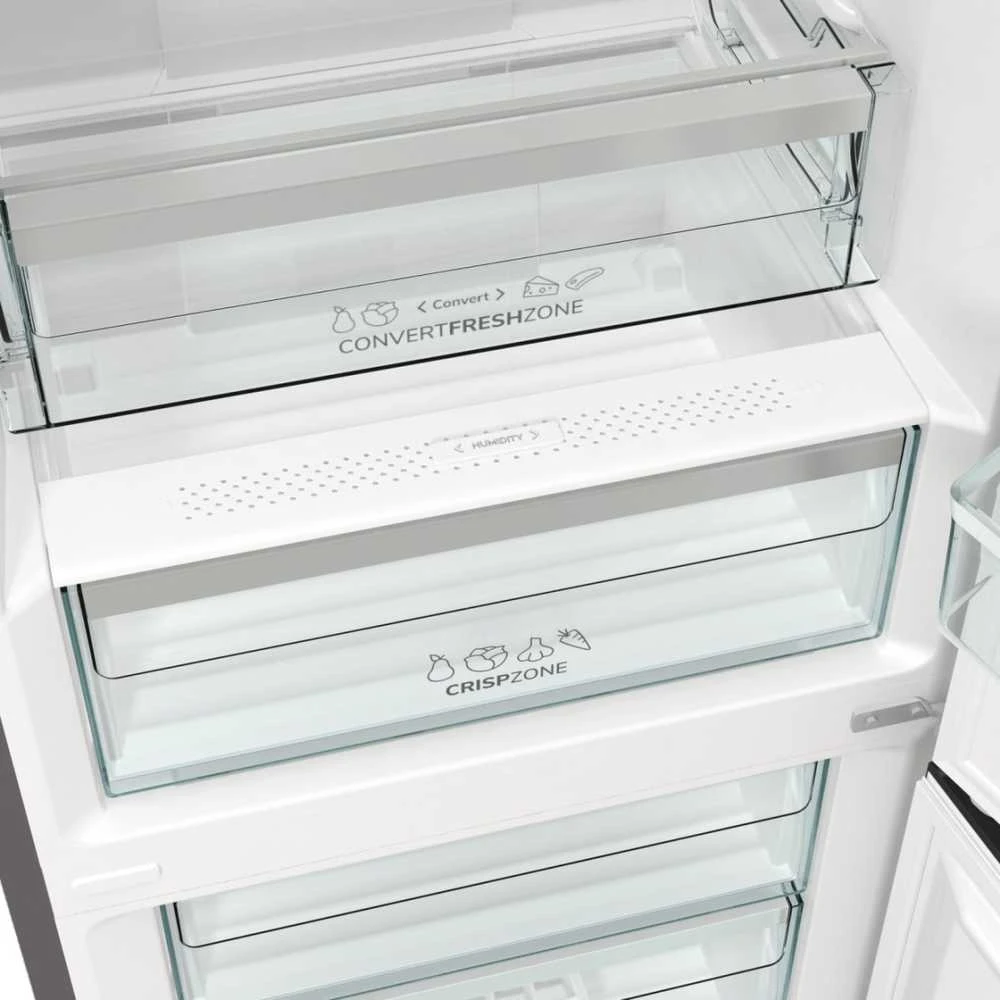 Gorenje | Šaldytuvas | NRK6202AXL4 | Energy efficiency class E | Free standing | Combi | Height 200 cm | No Frost system | Šaldytuvas net capacity 235 L | Šaldiklis net capacity 96 L | Ekranas | 38 dB | Nerūdijantis plienas