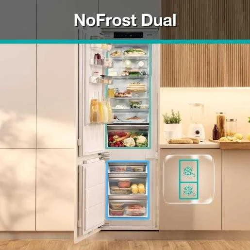 Gorenje šaldytuvas | NRKI517E82WF | Energijos vartojimo efektyvumo klasė E | Įmontuotas | Kombinuotas | Aukštis 177,2 cm | No Frost sistema | Šaldytuvo grynoji talpa 176 L | Šaldiklio grynoji talpa 76 L | Rodyti | 35 dB | Baltas