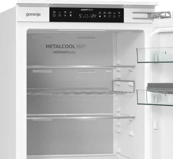 Gorenje šaldytuvas | NRKI517E82WF | Energijos vartojimo efektyvumo klasė E | Įmontuotas | Kombinuotas | Aukštis 177,2 cm | No Frost sistema | Šaldytuvo grynoji talpa 176 L | Šaldiklio grynoji talpa 76 L | Rodyti | 35 dB | Baltas