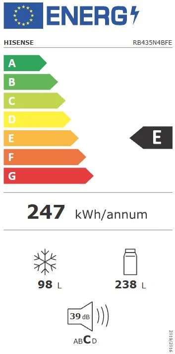 Šaldytuvas HISENSE RB435N4BFE