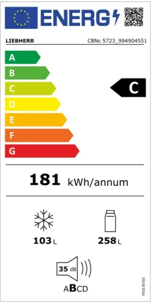 LIEBHERR CBNc 5723 Plus BioFresh NoFrost Šaldytuvas-šaldiklis