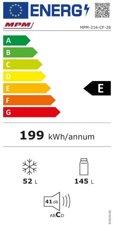 Šaldytuvas su viršutiniu šaldikliu MPM-216-CF-26 Inox
