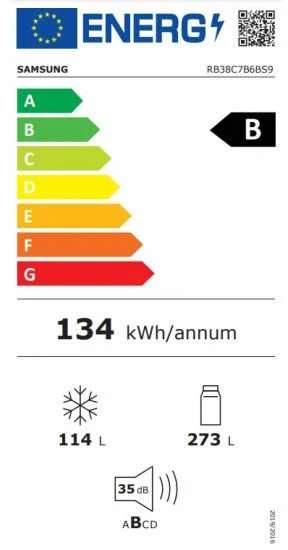 Šaldytuvas Samsung RB38C7B6BS9/EF (Ekspozicinė prekė)
