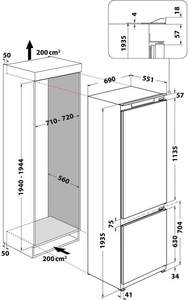 Šaldytuvas-šaldiklis WHIRLPOOL WH SP70 T241 P