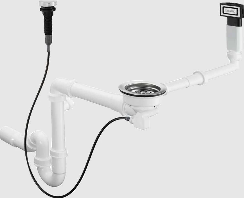 Sifonas su dugno vožtuvu ir persipildymo rinkiniu D16-11 Hansgrohe 43937000