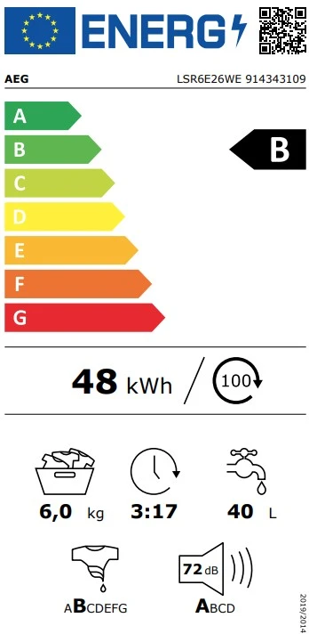 Skalbimo mašina AEG LSR6E26WE