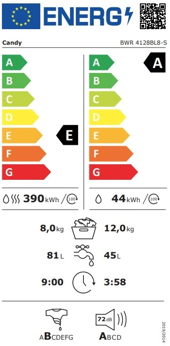 Skalbimo mašina Candy BWR 4128BL8-S