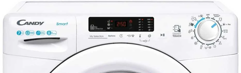 Candy | Skalbimo mašina | CS4 1072DE/1-S | Energy efficiency class D | Front loading | Skalbimo talpa 7kg | 1000 RPM | Gylis 45 cm | Plotis 60 cm | LCD | Baltas