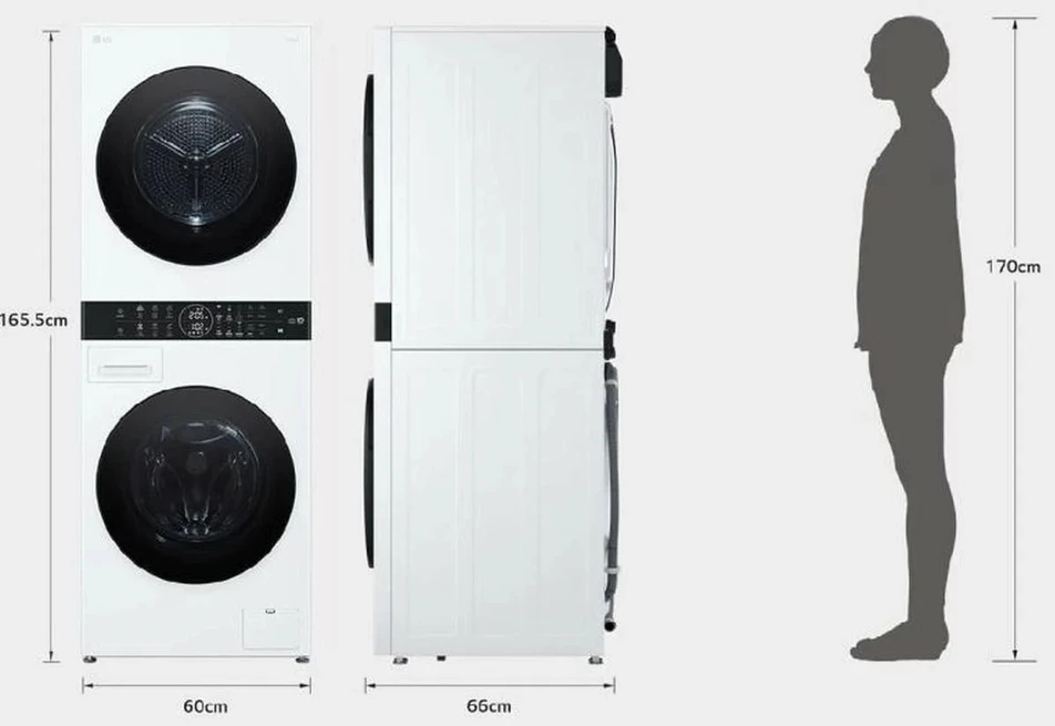 Skalbimo mašina Skalbyklė–džiovyklė LG WashTower™ WT1210WWF, 12/10 kg, 1400 aps./min, Steam™, TurboWash™360, ThinQ™ Wi-Fi