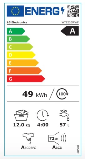 Skalbimo mašina Skalbyklė–džiovyklė LG WashTower™ WT1210WWF, 12/10 kg, 1400 aps./min, Steam™, TurboWash™360, ThinQ™ Wi-Fi
