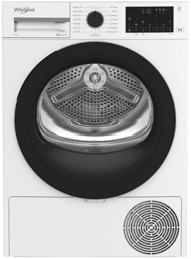 „Whirlpool“ džiovyklė | WP D9 WBS EE | Energijos vartojimo efektyvumo klasė D | Priekinis pakraunamas | 9kg | Šilumos siurblys | Skaitmeninis | Gylis 61 cm | Baltas