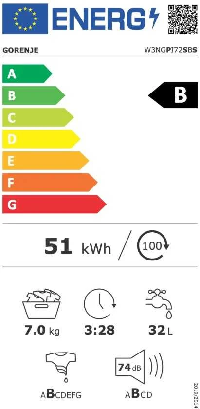Skalbimo mašina Gorenje W3NGPI72SBS