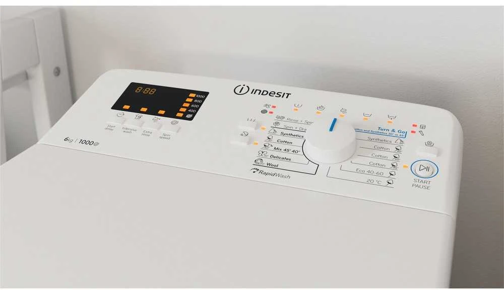 INDESIT Viršutinė skalbimo mašina BTW S60400 EU/N, C energijos klasė, 6kg, 1000 aps./min., Gylis 60 cm