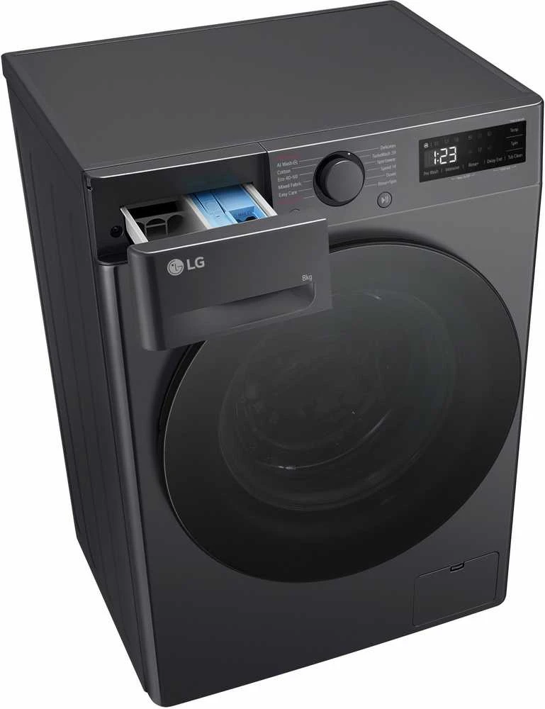 LG | Skalbimo mašina | F2WR508S2M | Energy efficiency class A | Front loading | Skalbimo talpa 8kg | 1200 RPM | Gylis 48 cm | Plotis 60 cm | LED | Middle Juodas