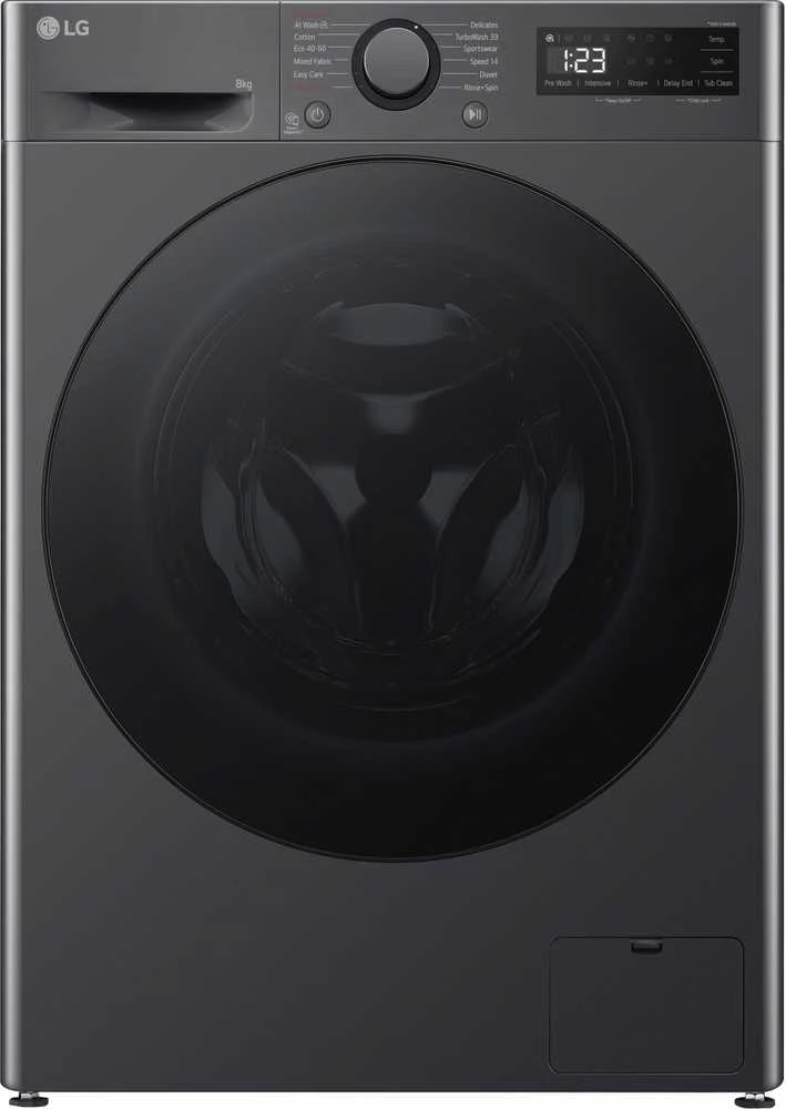 LG | Skalbimo mašina | F2WR508S2M | Energy efficiency class A | Front loading | Skalbimo talpa 8kg | 1200 RPM | Gylis 48 cm | Plotis 60 cm | LED | Middle Juodas
