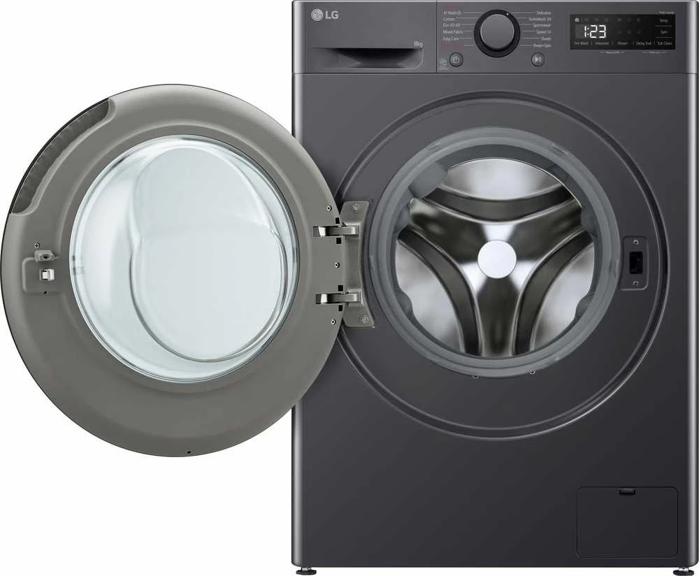 LG | Skalbimo mašina | F2WR508S2M | Energy efficiency class A | Front loading | Skalbimo talpa 8kg | 1200 RPM | Gylis 48 cm | Plotis 60 cm | LED | Middle Juodas