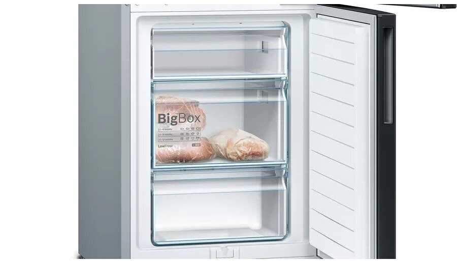 Šaldytuvas Bosch KGV36VBEAS, šaldiklis apačioje