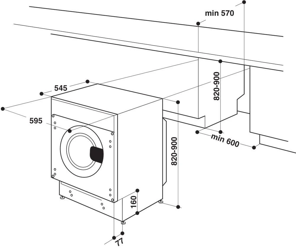 Įmontuojama skalbimo mašina Whirlpool BI WMWG 71483E EU N