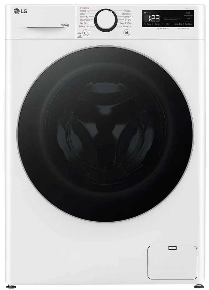 LG | Skalbimo mašina su džiovykle | F4DR509SBW | Energijos vartojimo efektyvumo klasė A | Pakrovimas iš priekio | Skalbimo talpa 9kg | 1400 RPM | Gylis 55 cm | Plotis 60 cm | Ekranas | Sukamoji rankenėlė + LED | Džiovinimo sistema | Džiovinimo talpa 6kg | Garų funkcija | Tiesioginis varymas | Baltas
