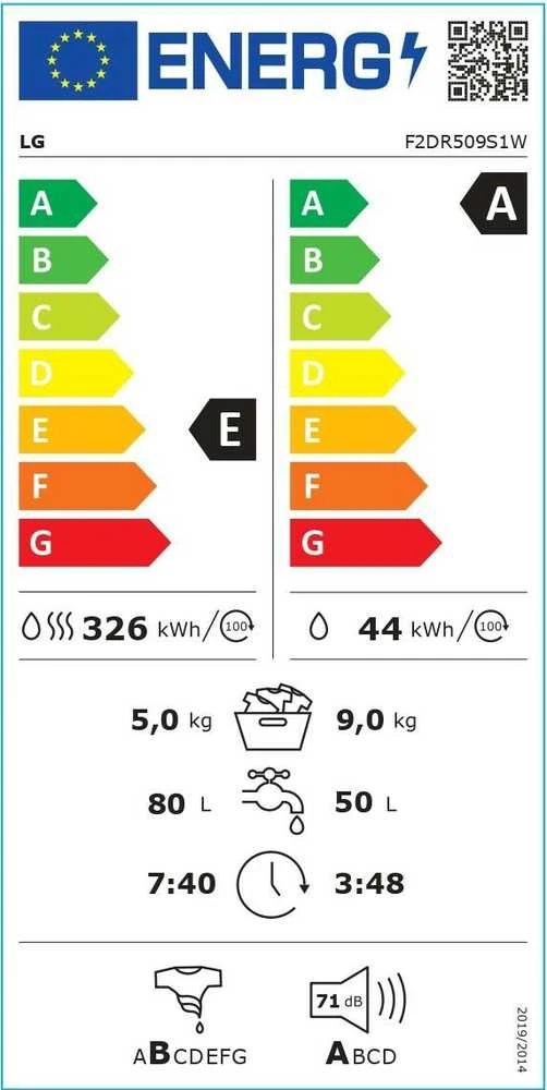 LG Skalbimo mašina su džiovinimo funkcija LG F2DR509S1W 9/5kg.