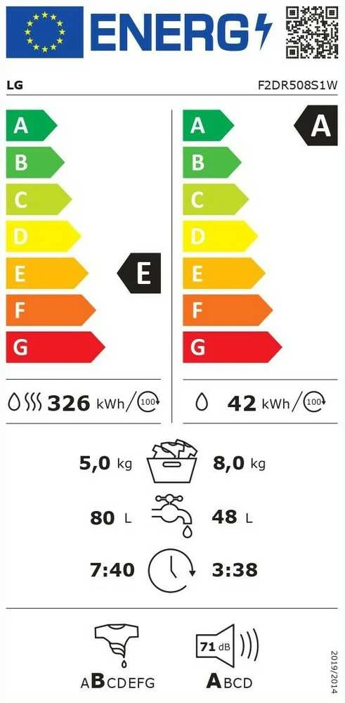 Skalbimo mašina su džiovinimo funkcija LG F2DR508S1W 8kg/5kg.