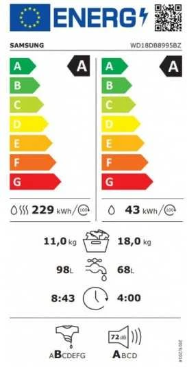 Skalbimo mašina Samsung WD18DB8995BZT2