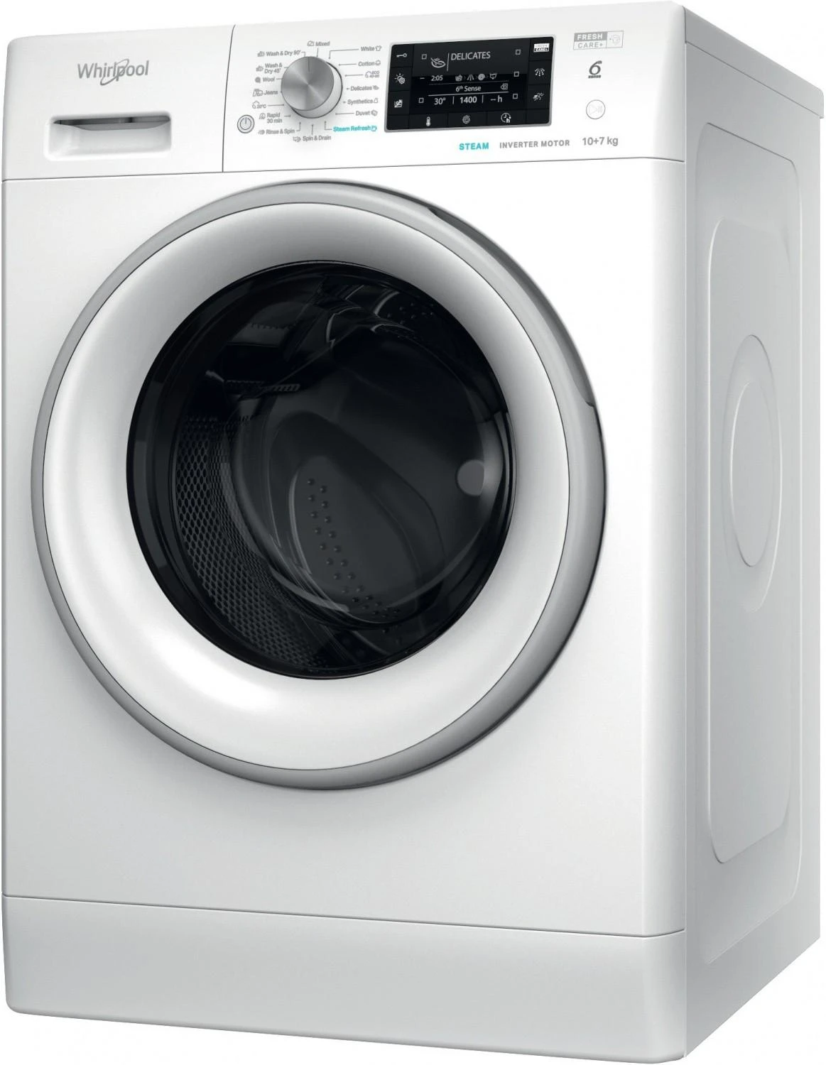 Skalbimo mašina Whirlpool laisvai pastatoma skalbyklė-džiovyklė: 10,0kg - FFWDD 1076258 SV EE
