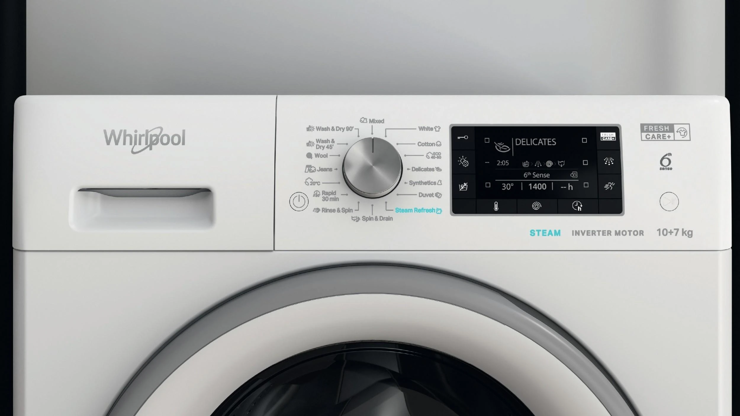 Skalbimo mašina Whirlpool laisvai pastatoma skalbyklė-džiovyklė: 10,0kg - FFWDD 1076258 SV EE