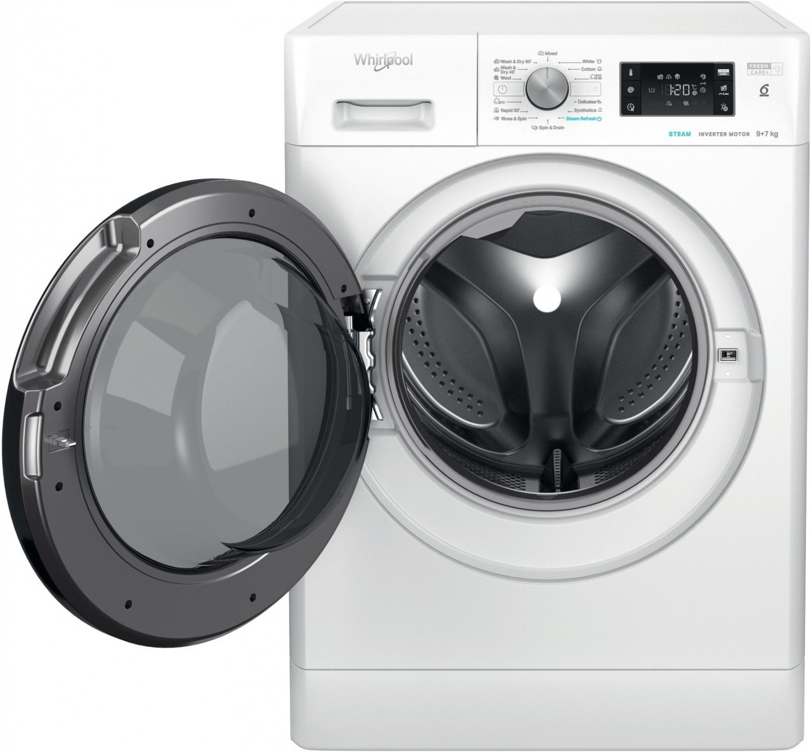 WHIRLPOOL Skalbimo mašina - Džiovintuvas FFWDB 976258 BV EE, E energetinė klasė, 9kg - 7kg, 1600 aps./min., Gylis 60,5 cm, Inverterinis variklis, Garų atnaujinimas