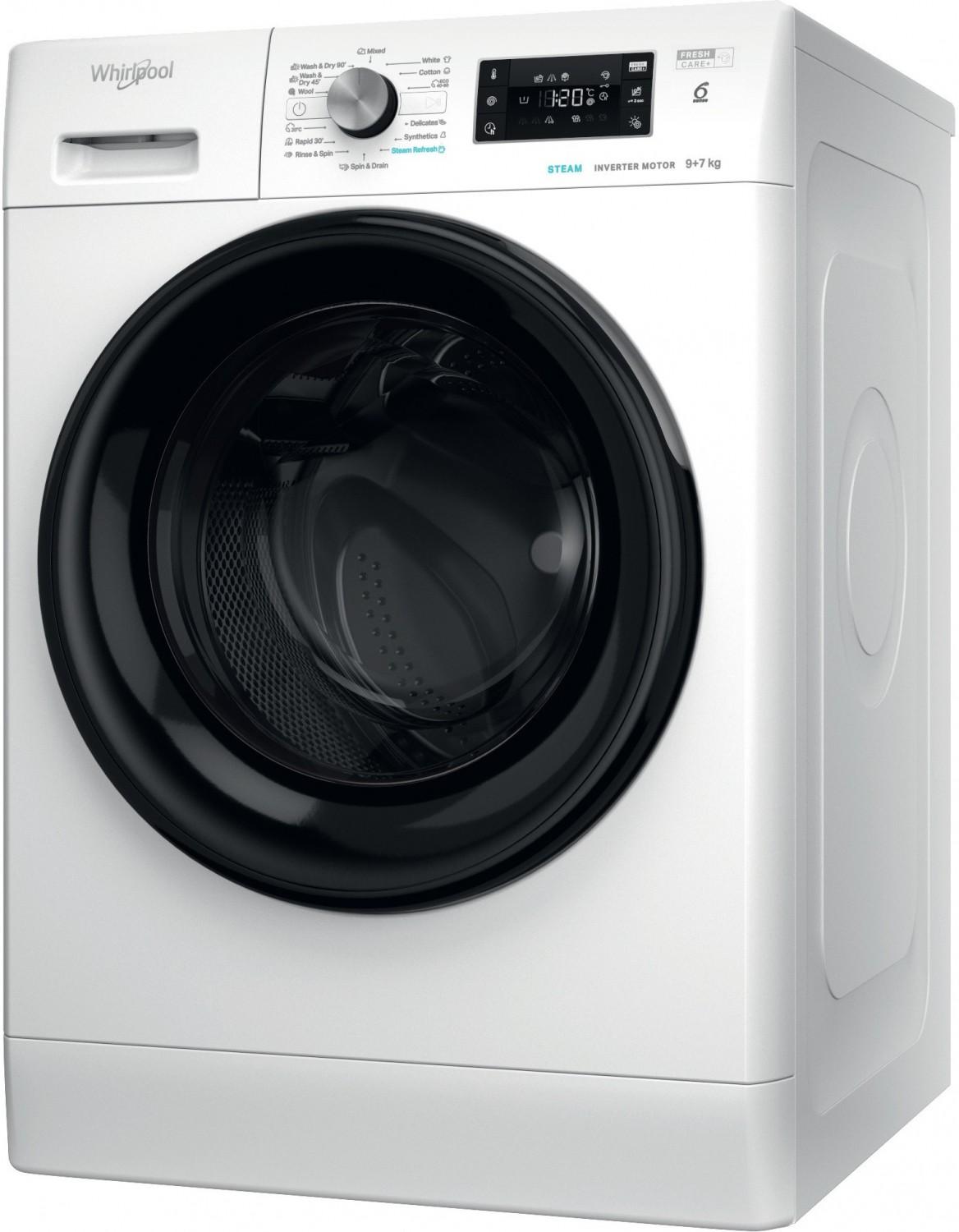 WHIRLPOOL Skalbimo mašina - Džiovintuvas FFWDB 976258 BV EE, E energetinė klasė, 9kg - 7kg, 1600 aps./min., Gylis 60,5 cm, Inverterinis variklis, Garų atnaujinimas