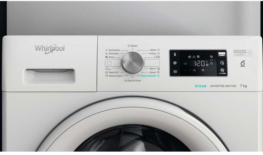 WHIRLPOOL Skalbimo mašina FFB 7259 WV EE, 7kg, 1200 rpm, Energy class B, Gylis 57.5 cm, Steam refresh, Inverter motor