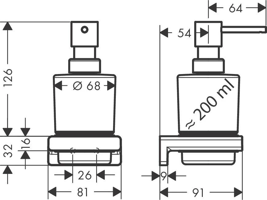 Skysto muilo dozatorius Hansgrohe AddStoris 41745670, juodas matinis