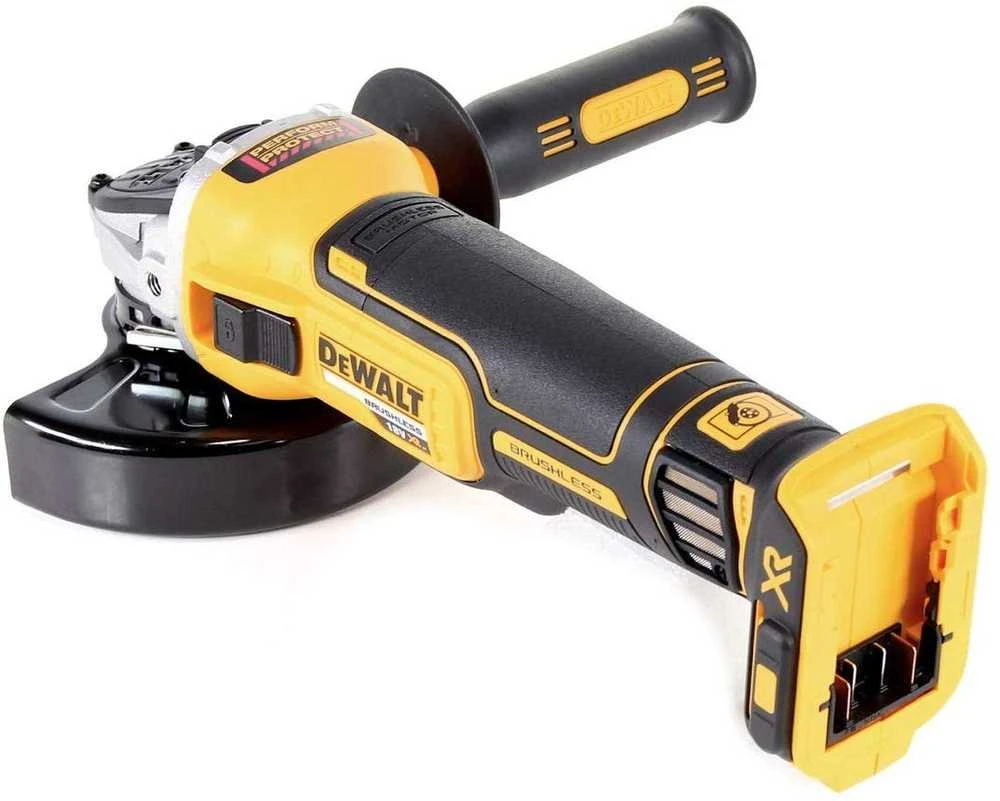 Kampinis šlifuoklis  DEWALT DCG405N be akumuliatoriaus ir kroviklio