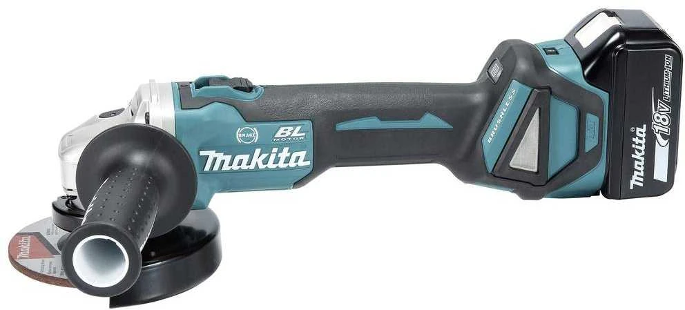 MAKITA KAMPINIS ŠLIFULĖLIS 18V‐125mm 2 x 5.0Ah LI-ION REG. BLDC lagaminas MAKPAC DGA513RTJ