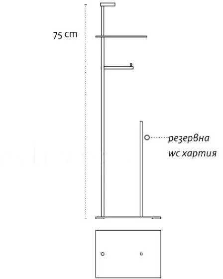 Stovas su tualetinio popieriaus laikikliu ir lentynėle Kapitan NETS 96 62, chromo