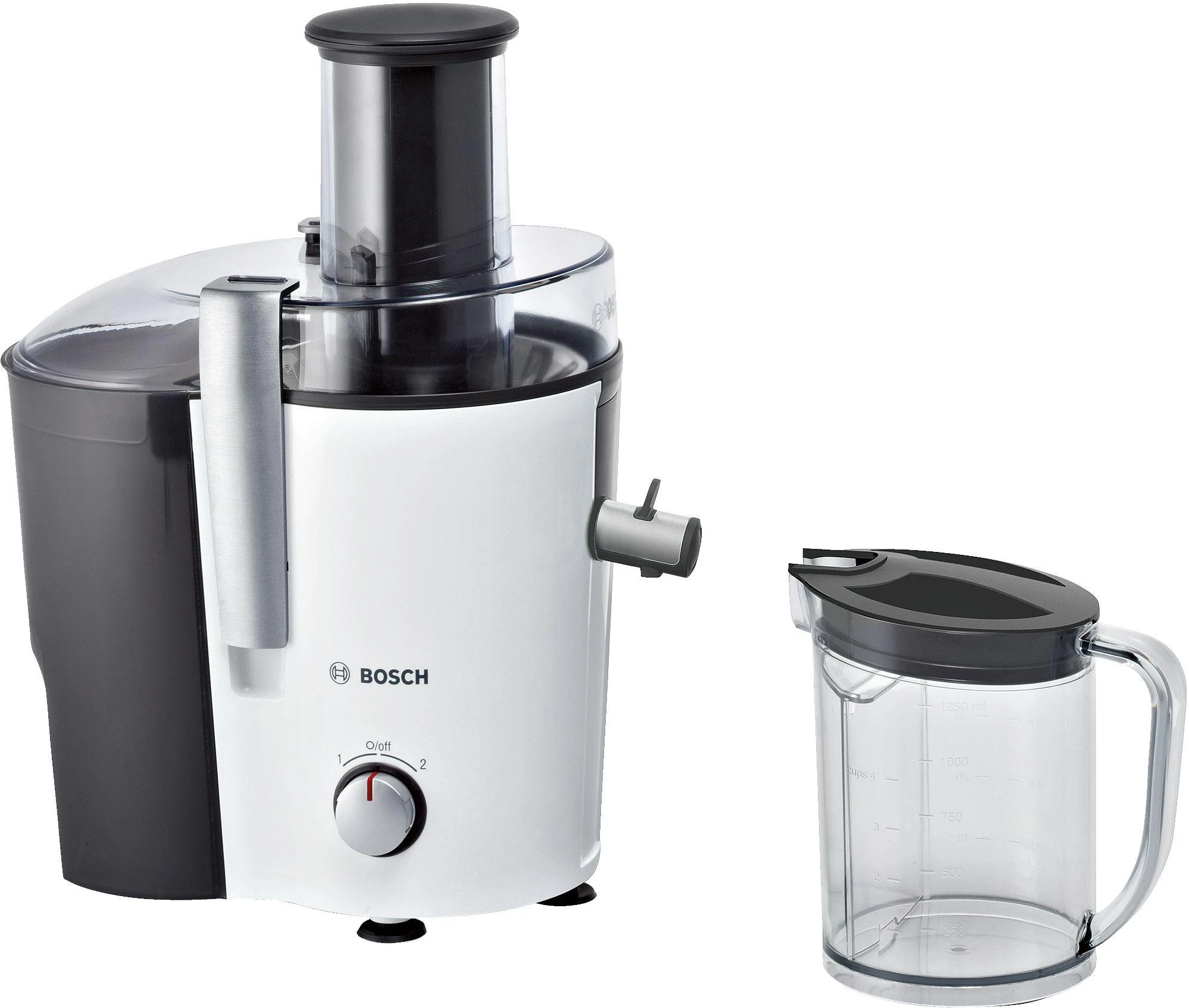 Sulčiaspaudė Juicer | Bosch | MES25A0 | Type Centrifugal juicer | Juodas/Baltas | 700 W | Extra large fruit input | Greičių skaičius 2