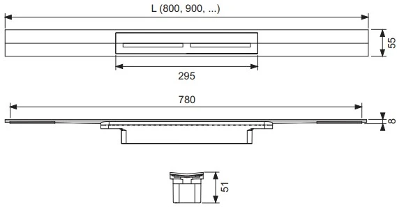 TECEdrainprofile dušo profilis, 800 mm 670800