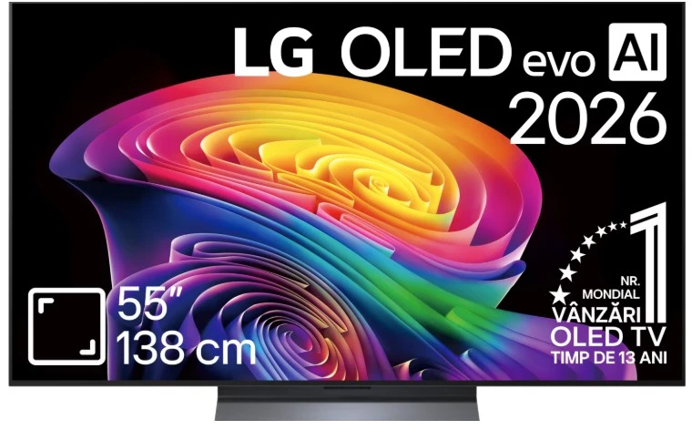 LG OLED 4K evo AI C6 televizorius | OLED55C61LA | 55 | Smart TV | webOS | UHD | Juodos spalvos
