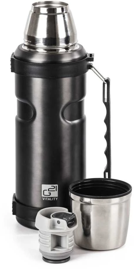 Termoso buteliukas G21 gėrimui, 1000ml, plieno pilkas su rankena